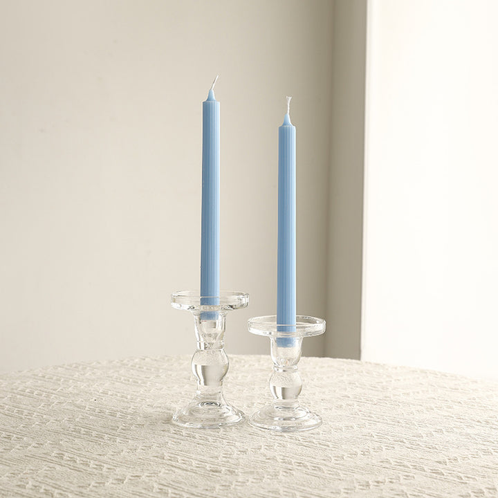 Crystal Glass Sculpted Stem Taper Candle Holders
