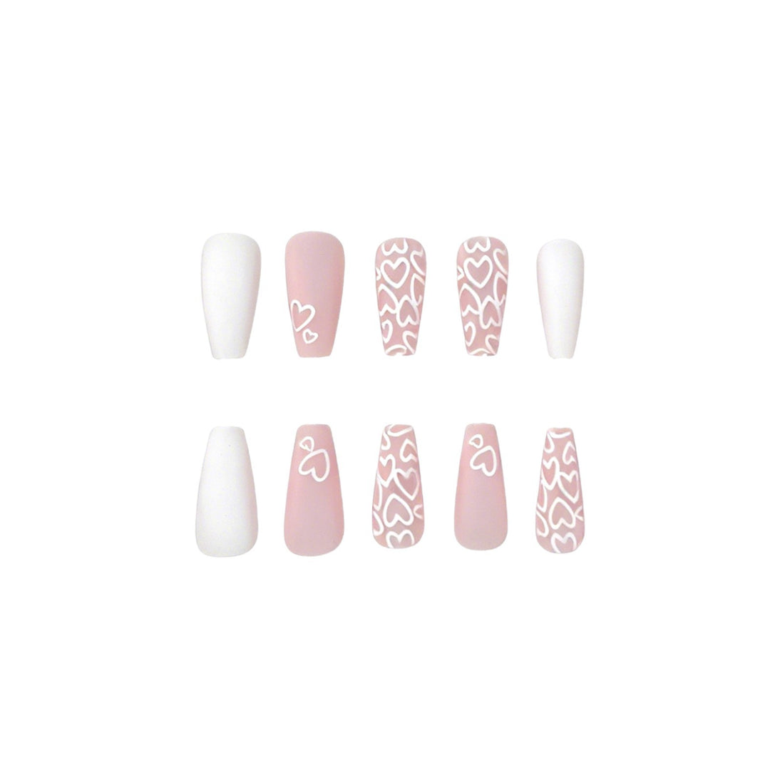 Heart-Embellished Gel Nail Art Extensions Stornfield
