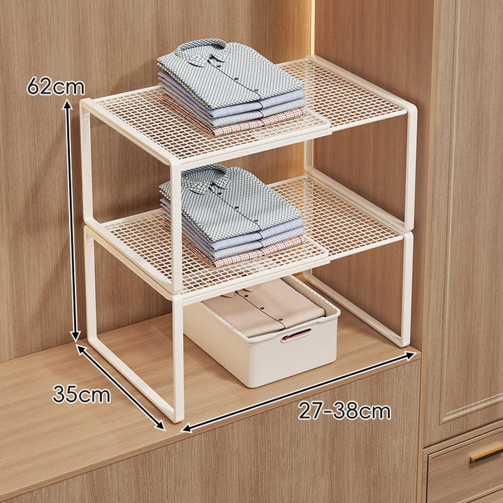 Adjustable Mesh Shelf Riser for Closet Countertop and Cabinet