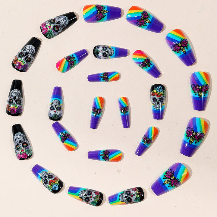 Skull-Themed Artistic Nail Art Extensions Stornfield