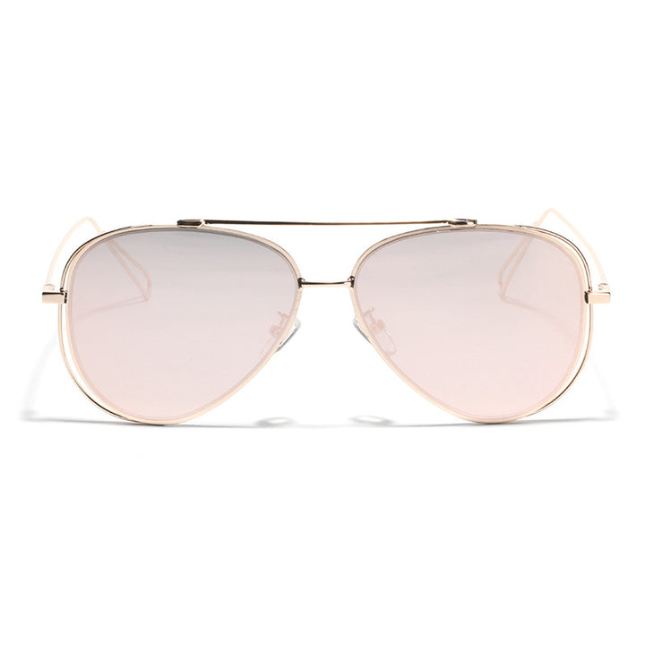 Women's retro aviator sunglasses with silver metal frame and mirrored lenses Stornfield