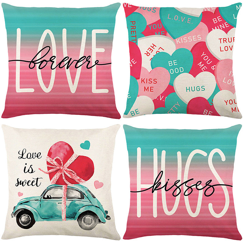 Valentine's Buffalo-Check Cotton-Linen Decorative Pillow Covers Set