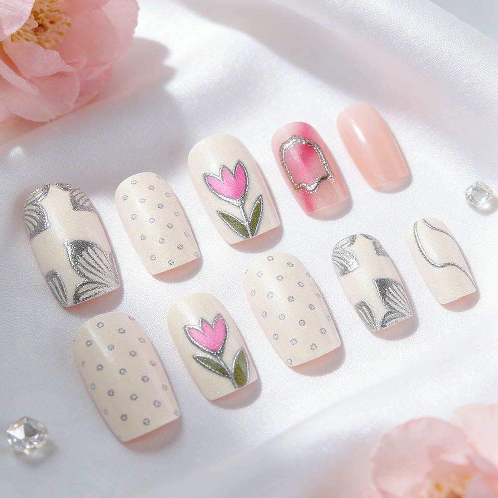 Elegant Floral Design Gel Nail Art Stornfield