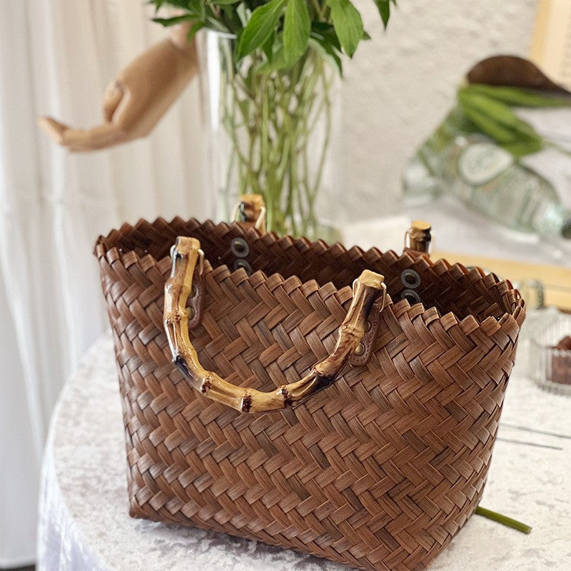 Bamboo Handle Bag Made of Braided Material Stornfield