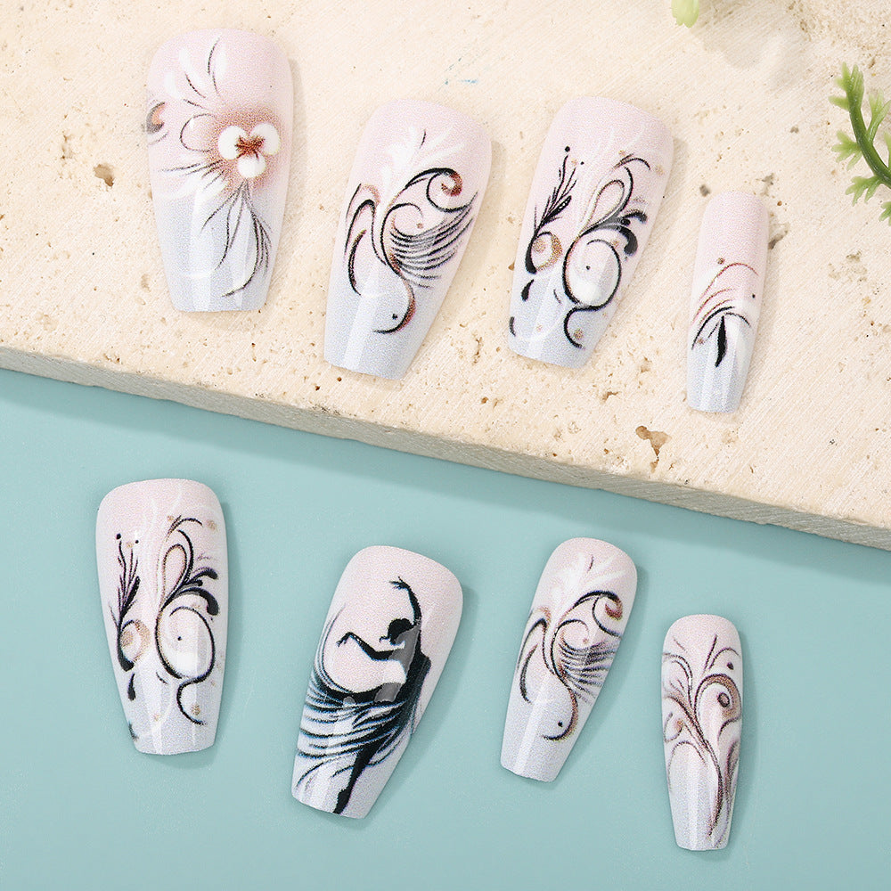 Elegant artificial nails with floral designs Stornfield