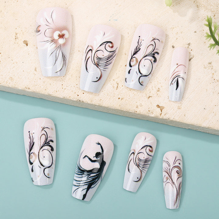 Elegant artificial nails with floral designs Stornfield