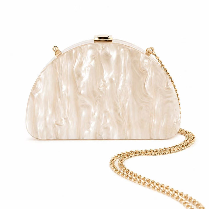 Iridescent Half-Moon Acrylic Clutch