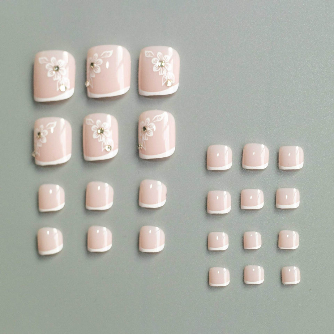 Elegant Floral Design Pedicure Nail Art