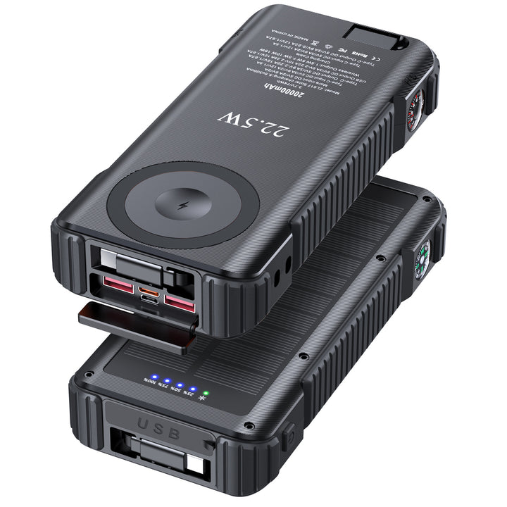 High-performance solar power bank with multifunctional connections and LED display Stornfield