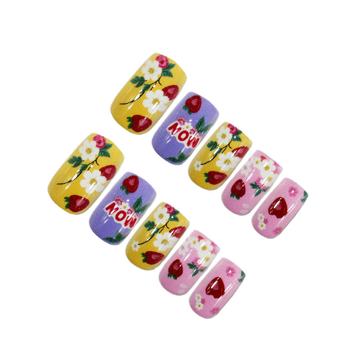 Artificial nail set with floral and fruity designs Stornfield