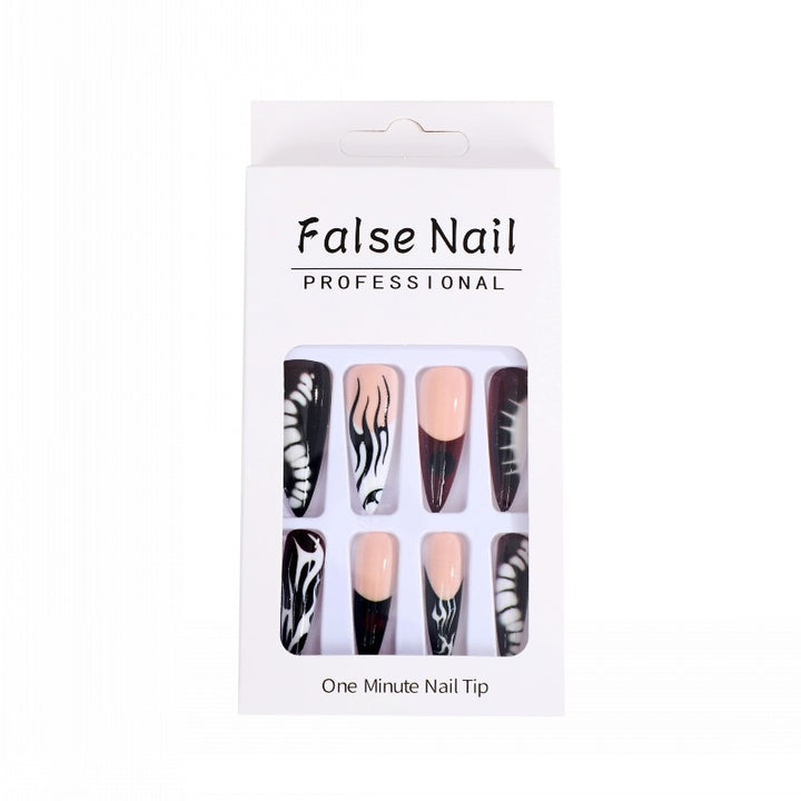 Artificial nails with creative black-and-white pattern Stornfield