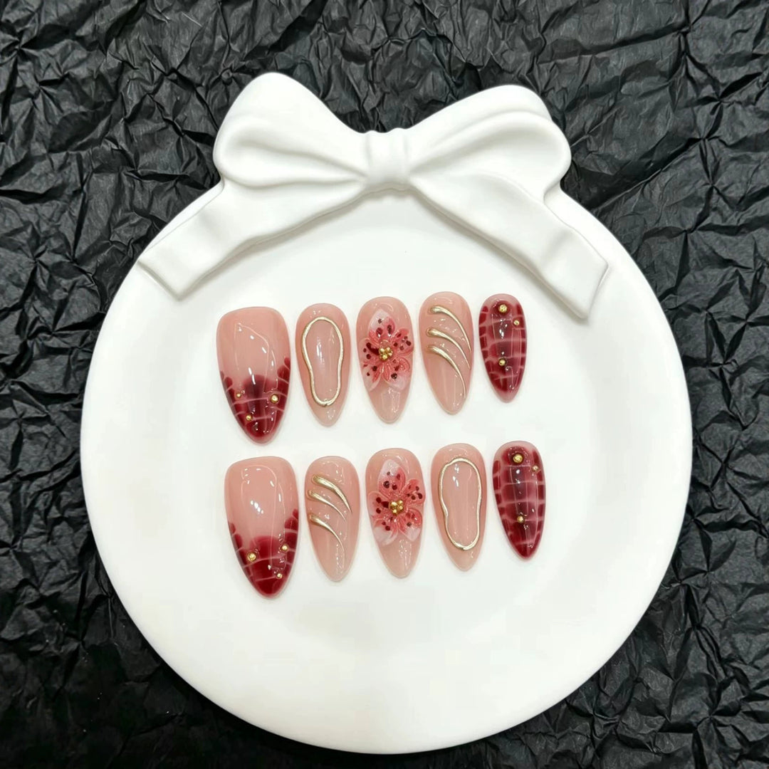 Artistic Floral Press-On Nail Set  1791774628