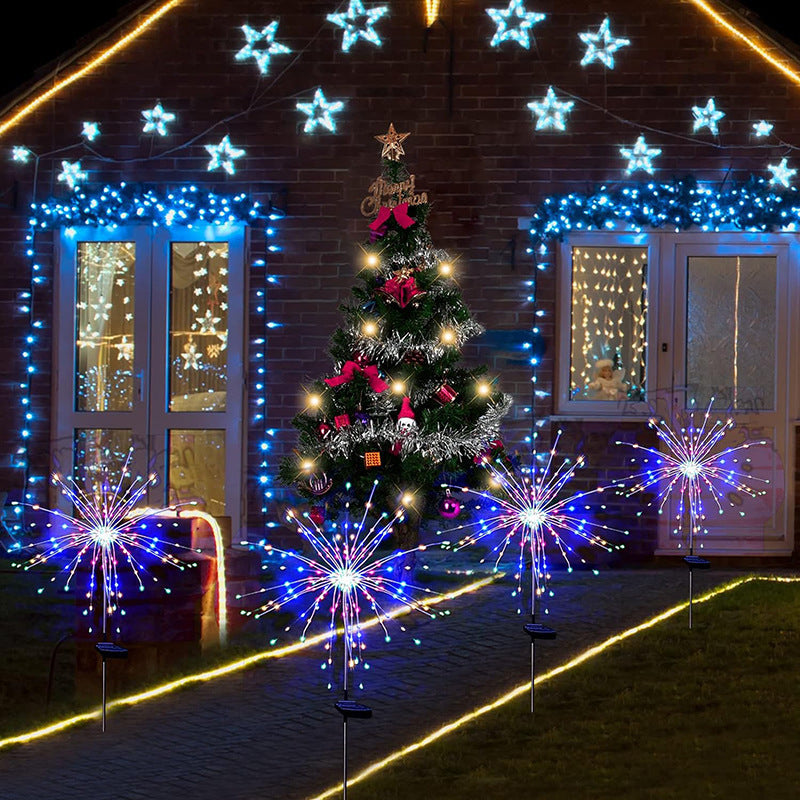 Solar-Powered LED Firework Garden Stake Lights With Sparkle Burst Design Stornfield