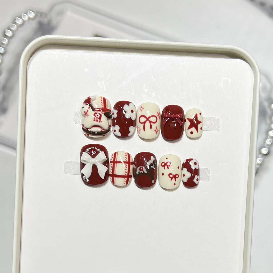 Decorative Press-On Nail Art Set with Unique Patterns Stornfield