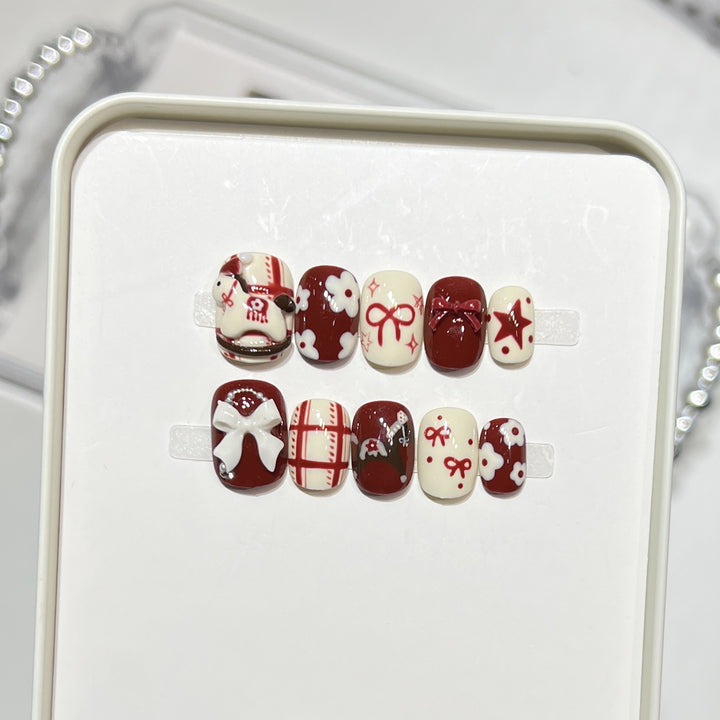 Decorative Press-On Nail Art Set with Unique Patterns Stornfield