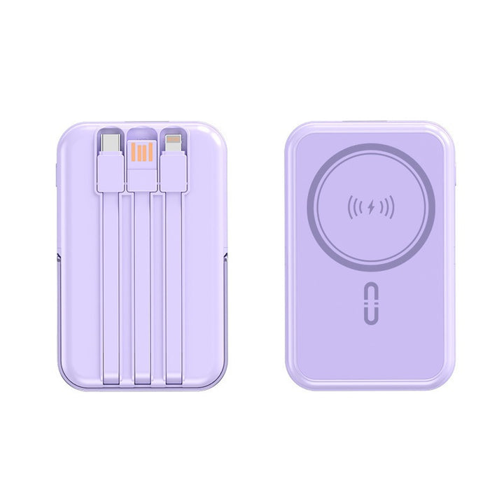 Portable power bank with integrated charging cable and wireless charging function Stornfield