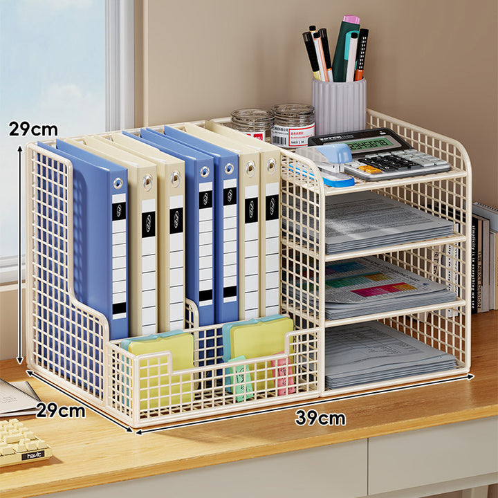 Compact Two-Tier Metal Mesh Desk Letter Tray & File Organizer