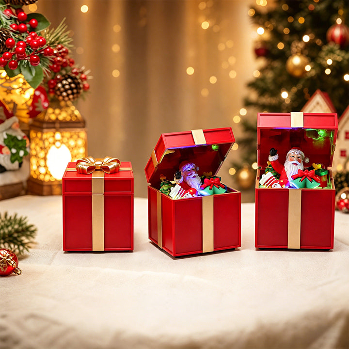 Decorative Christmas box with LED lighting Stornfield