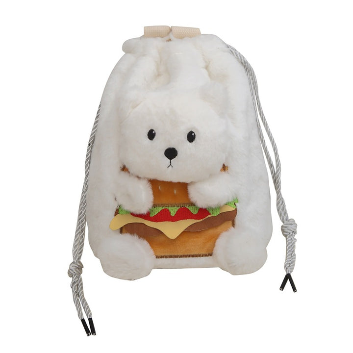 Plush Animal-Themed Drawstring Bag