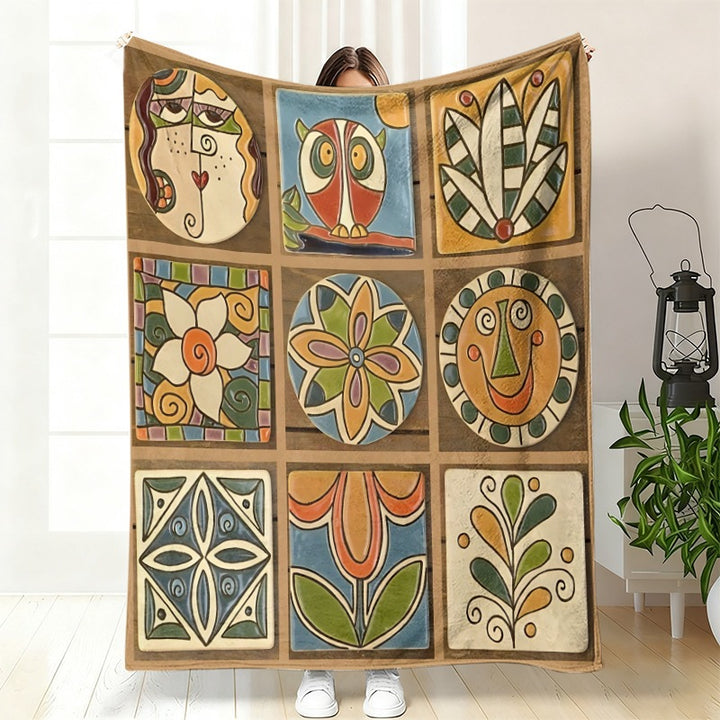 Decorative Floral Art Throw Blanket