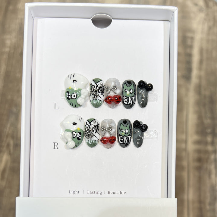 Decorative Floral Stiletto Press-On Nail Set Stornfield