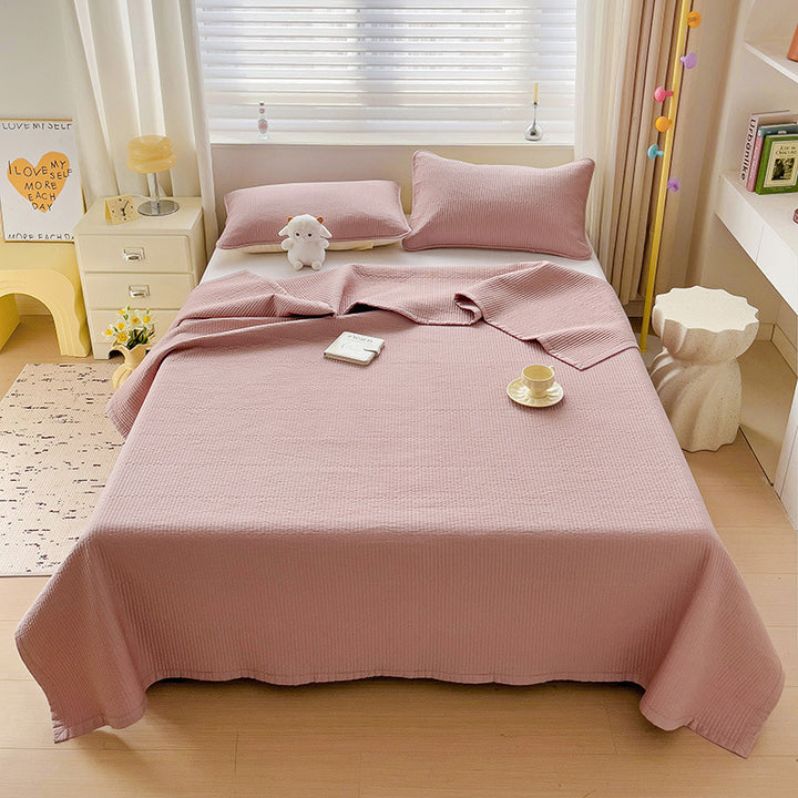 Lightweight Textured Cotton Quilt Bedspread Set