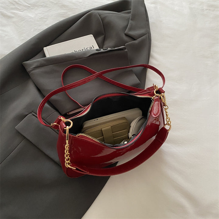Glossy Patent Leather Crossbody Handbag