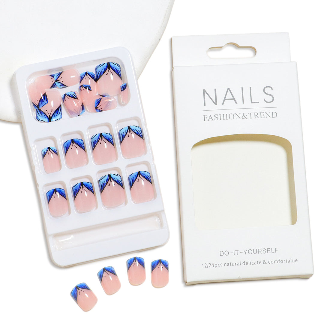 Premium Floral Design Press-On Nail Set Stornfield