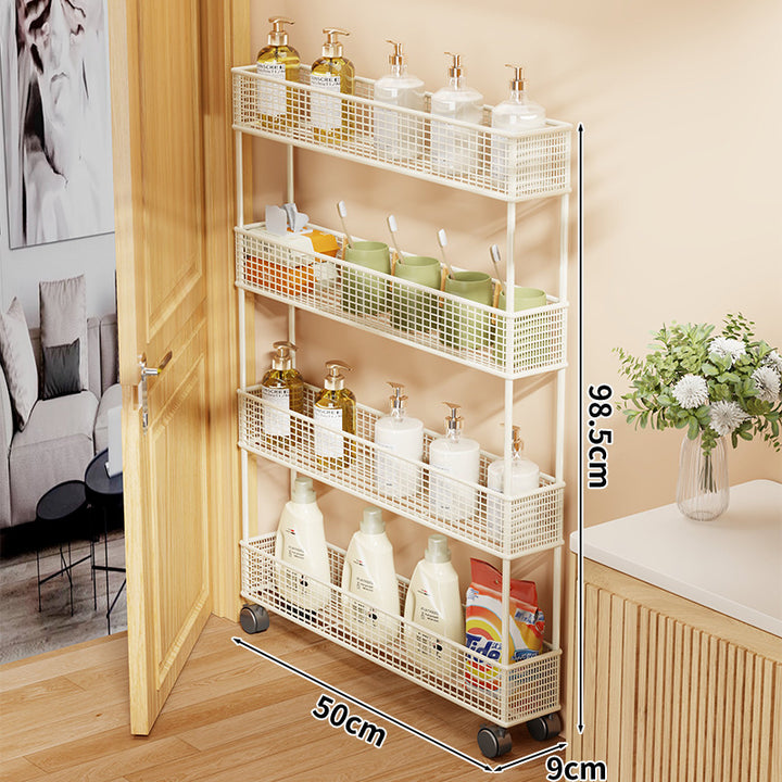 Slim Narrow Pull-Out Mesh Storage Organizer for Cabinet and Door Gap