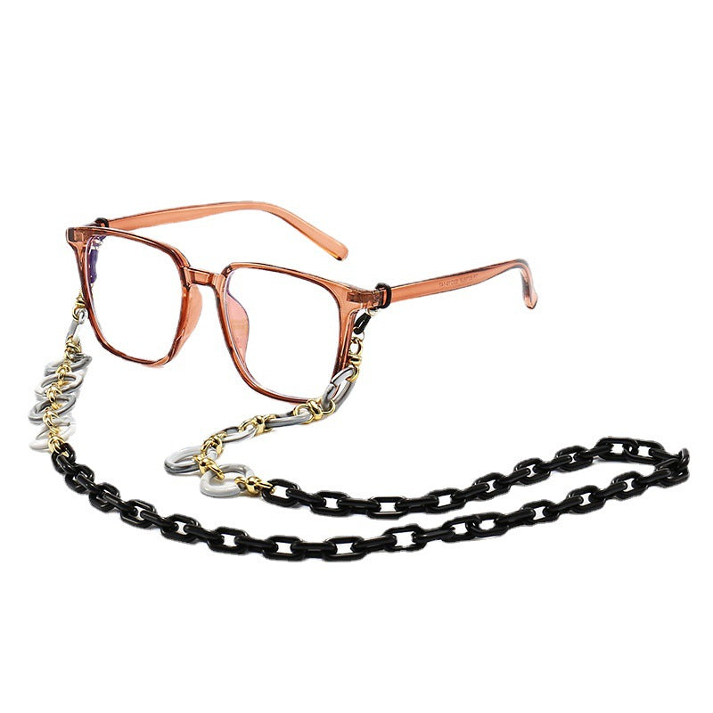 Fashionable Square Frame Glasses with Decorative Chain Stornfield