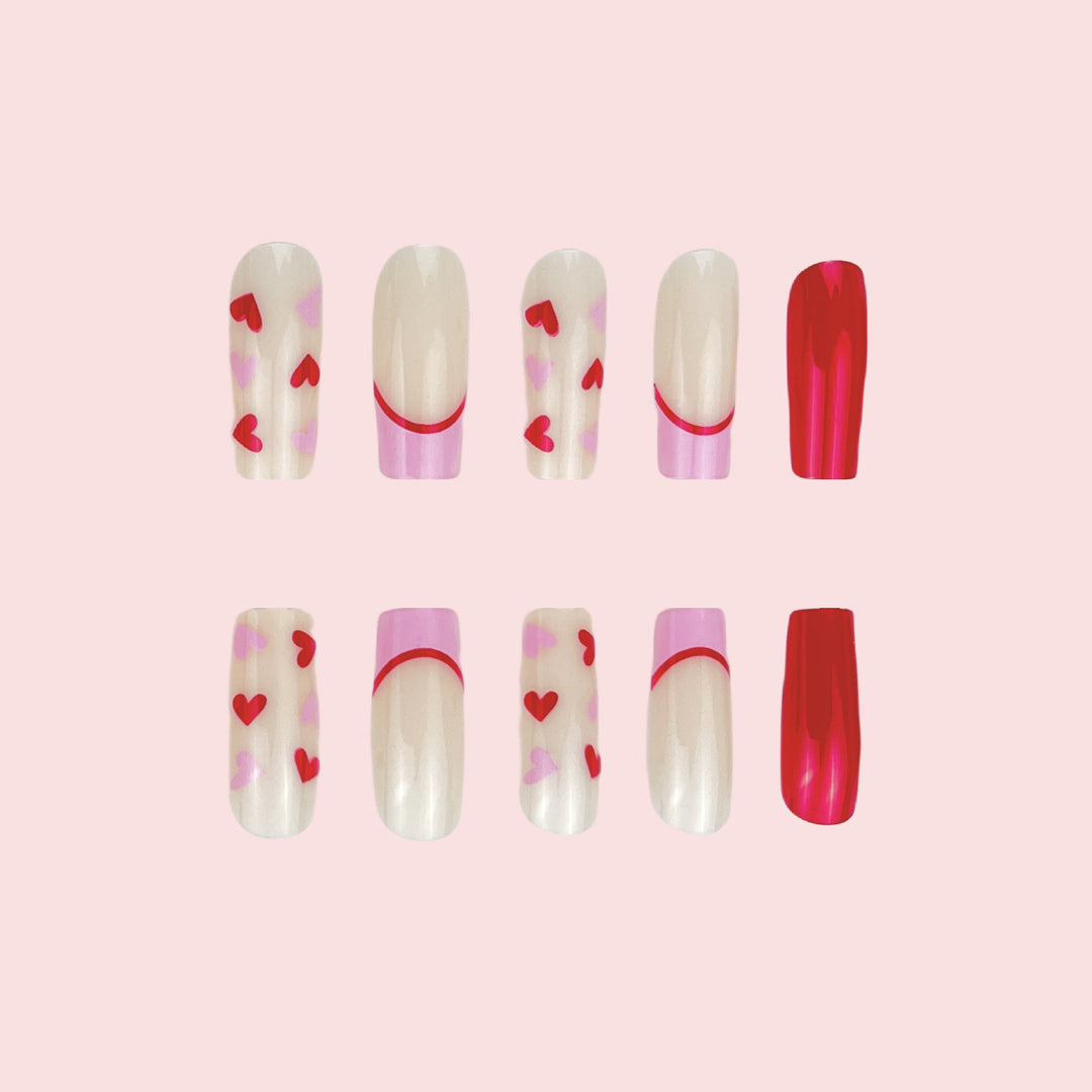 Heart-Themed Gel Nail Extensions Stornfield