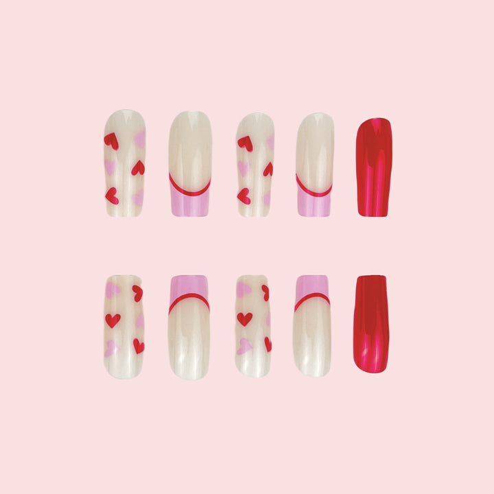 Heart-Themed Gel Nail Extensions Stornfield