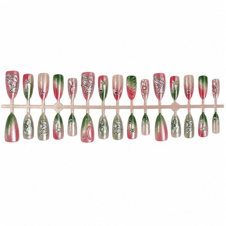 Decorative Press-On Nail Art Set with Botanical Designs Stornfield