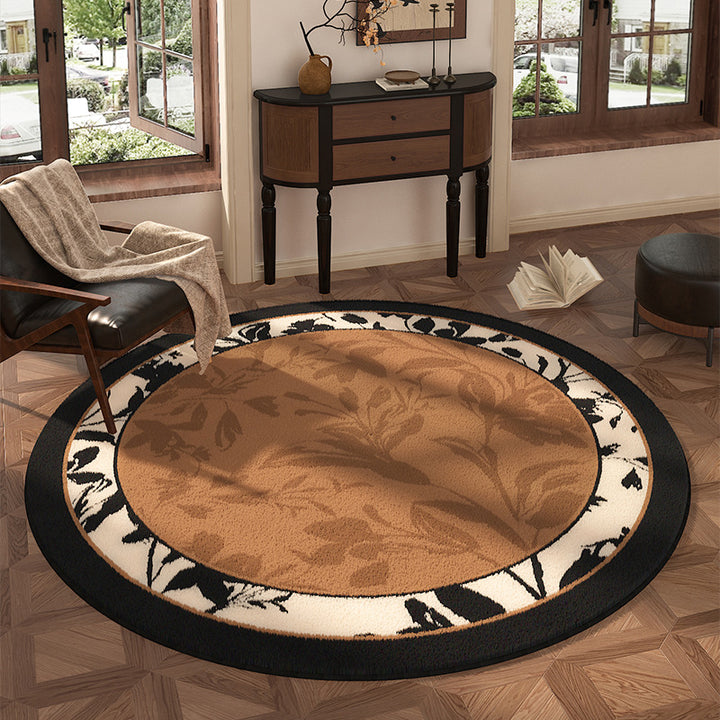 Round Floral Design Area Rug