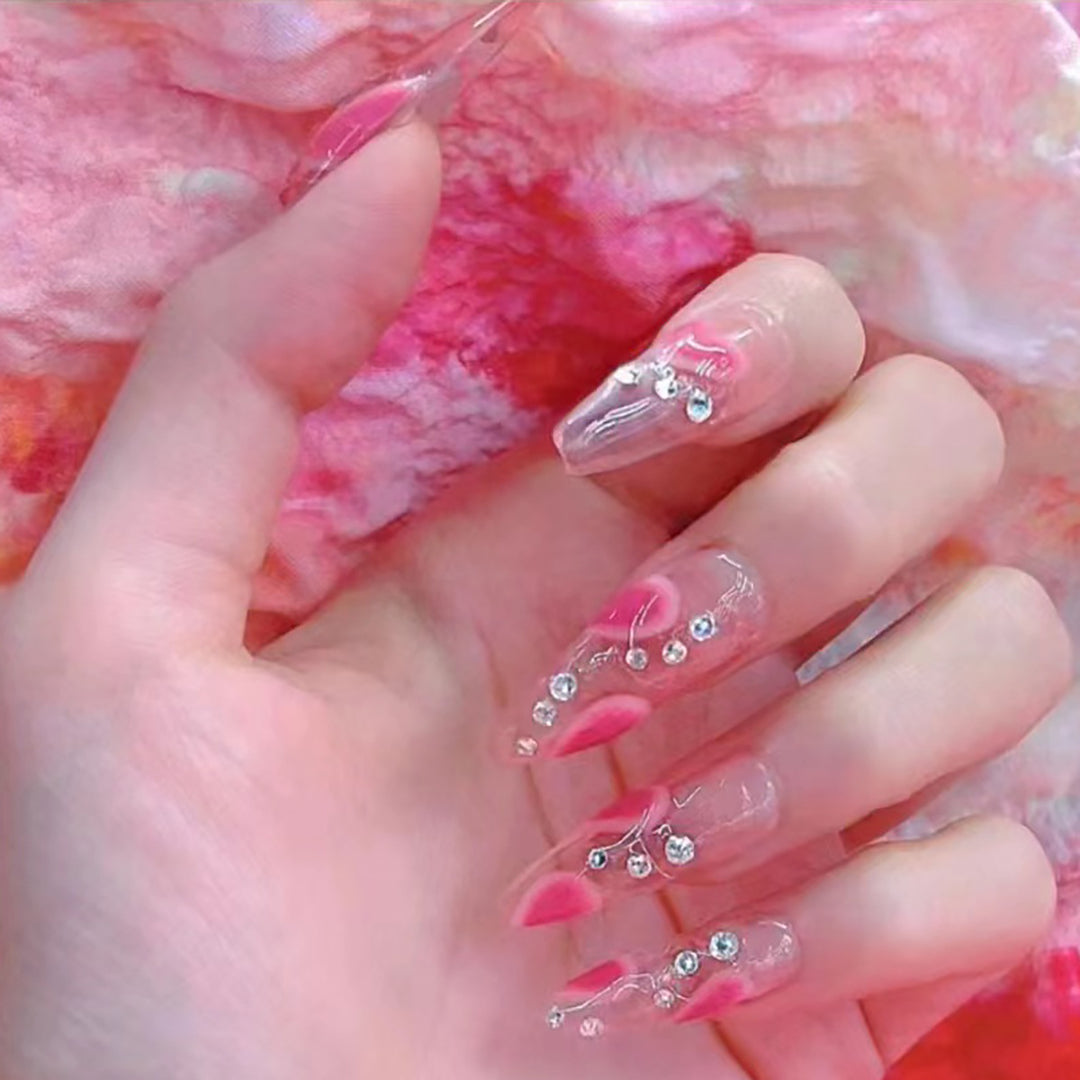 Elegant Stiletto Press-On Nails with Gem Accents Stornfield
