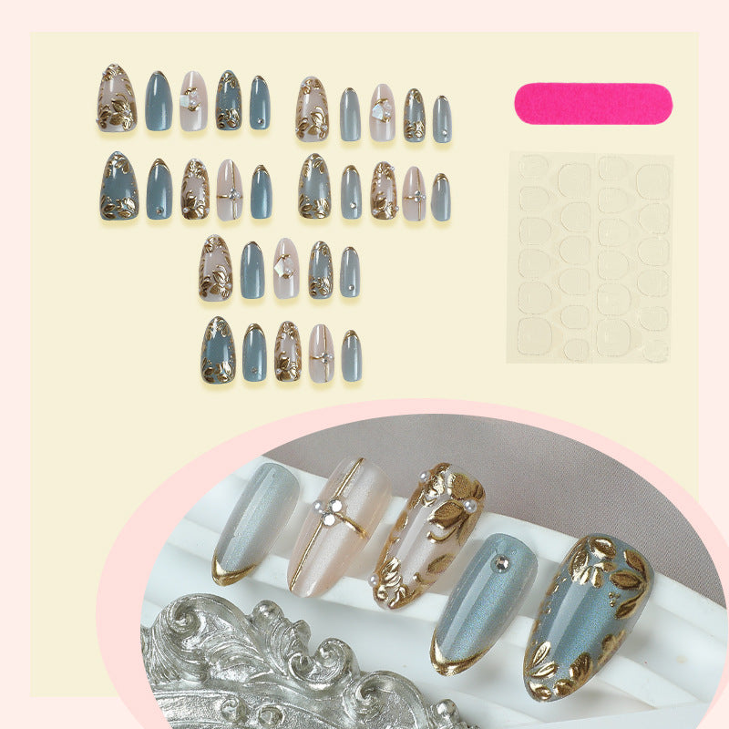 Decorative Press-On Nail Collection with Floral Accents Stornfield