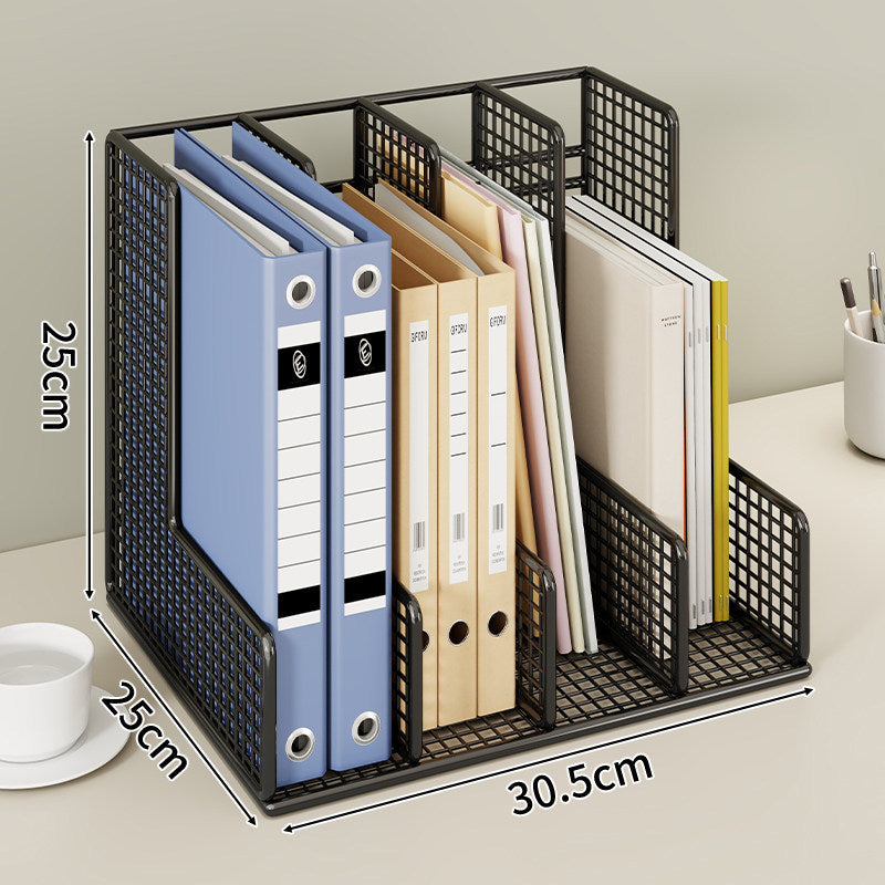Modular Mesh Desktop File and Binder Organizer with Adjustable Dividers