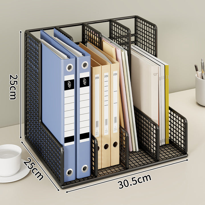 Modular Mesh Desktop File and Binder Organizer with Adjustable Dividers