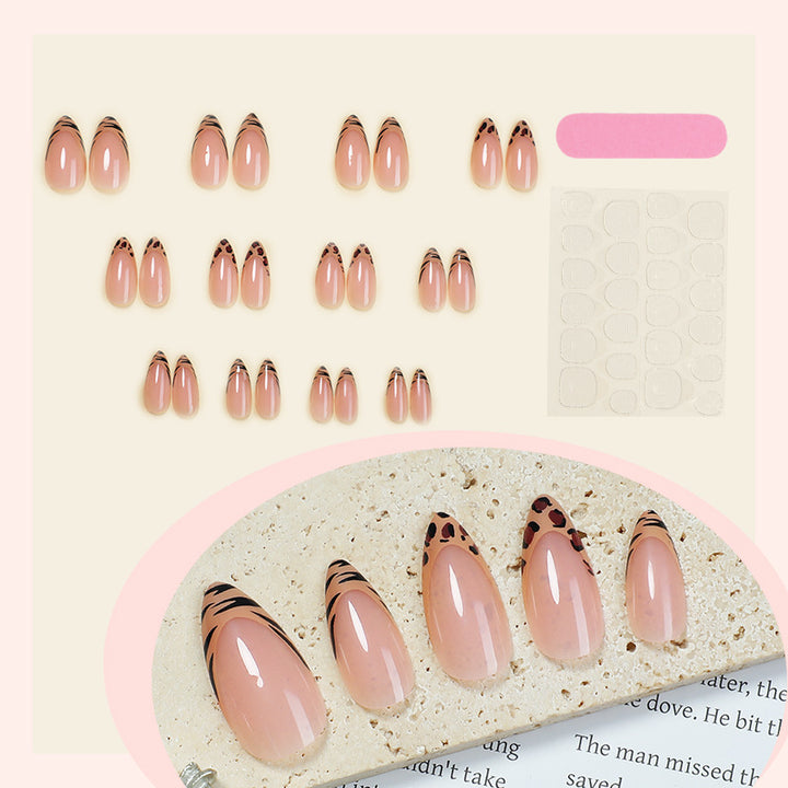 Artificial nail set with elegant leopard and ombre designs Stornfield