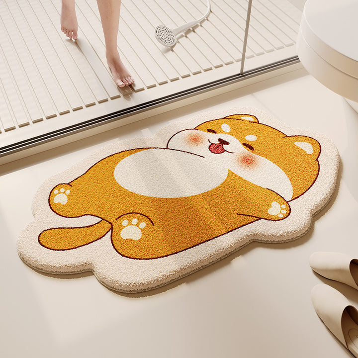 Cute Cartoon Cat-Shaped Bath Mat