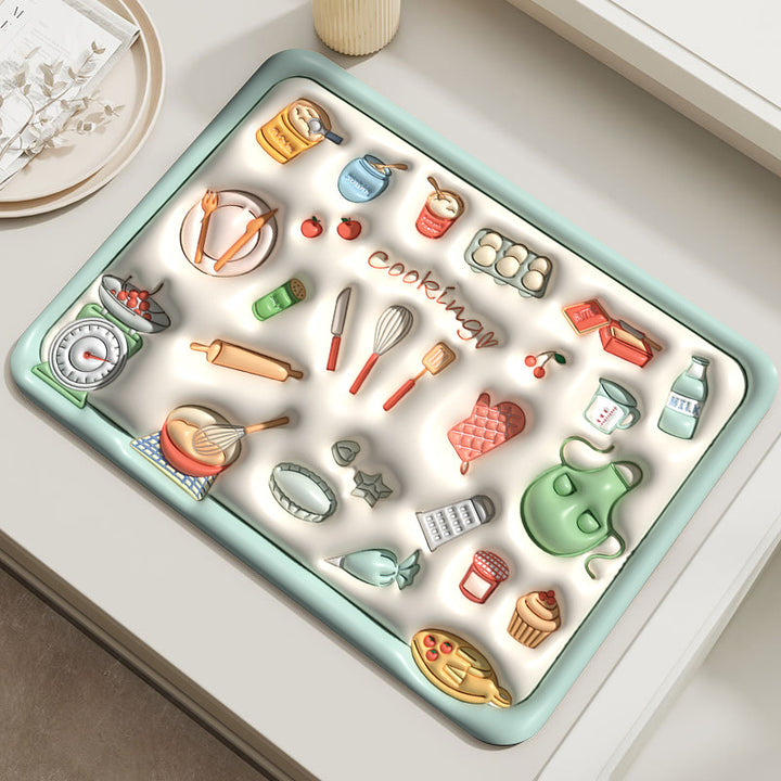 Decorative Soft Floral Patterned Kitchen Mat
