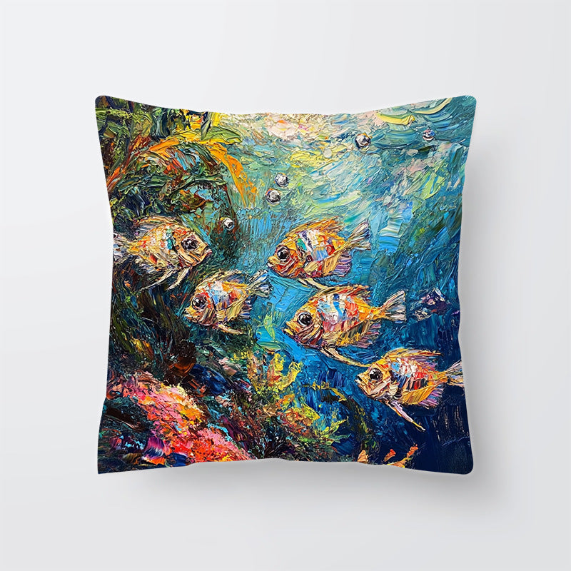 Artistic Marine Life Throw Pillow