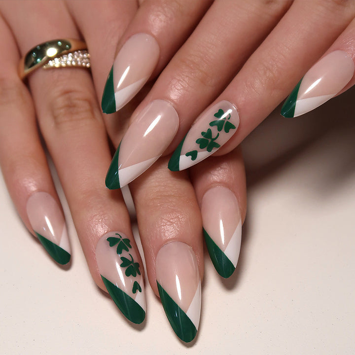 Artistic stiletto nails with cloverleaf design Stornfield