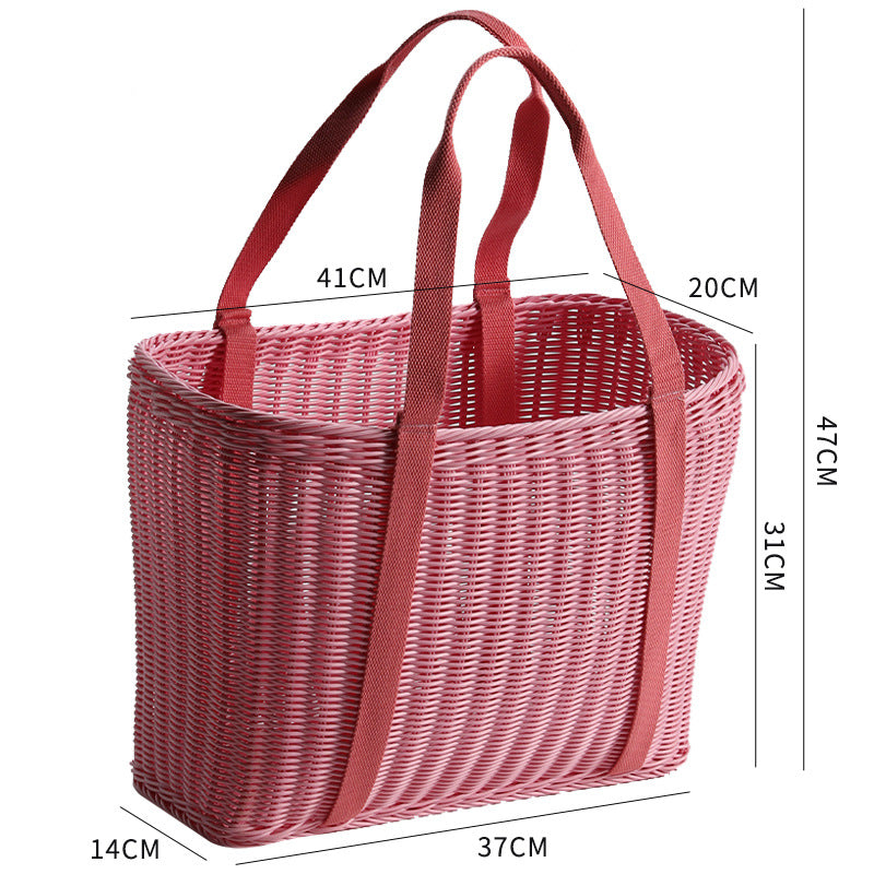Unisex Robust braided shopping basket with comfortable fabric handles Stornfield