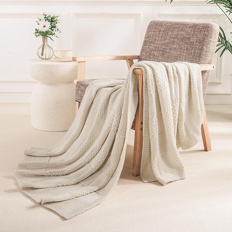 Textured Knit Throw Blanket