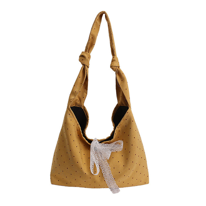 Polka Dot Canvas Hobo Bag