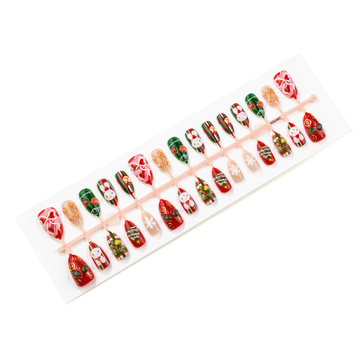 Festive Holiday-Inspired Press-On Nail Art Set Stornfield