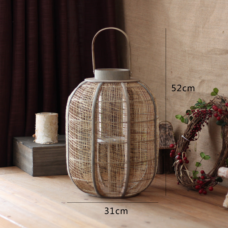 Rustic lantern made of braided natural material Stornfield
