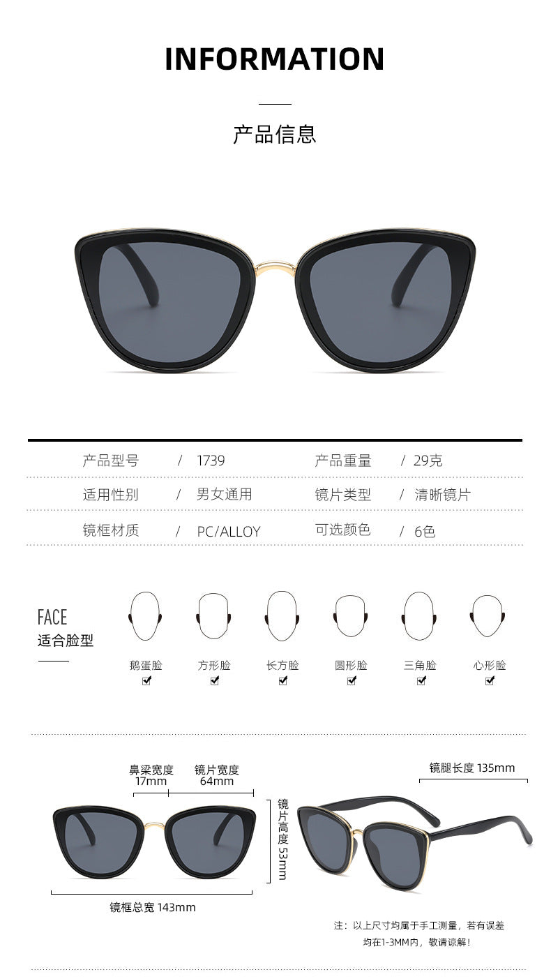 Women Cat-Eye Sunglasses with Transparent Frame and UV Protection Stornfield