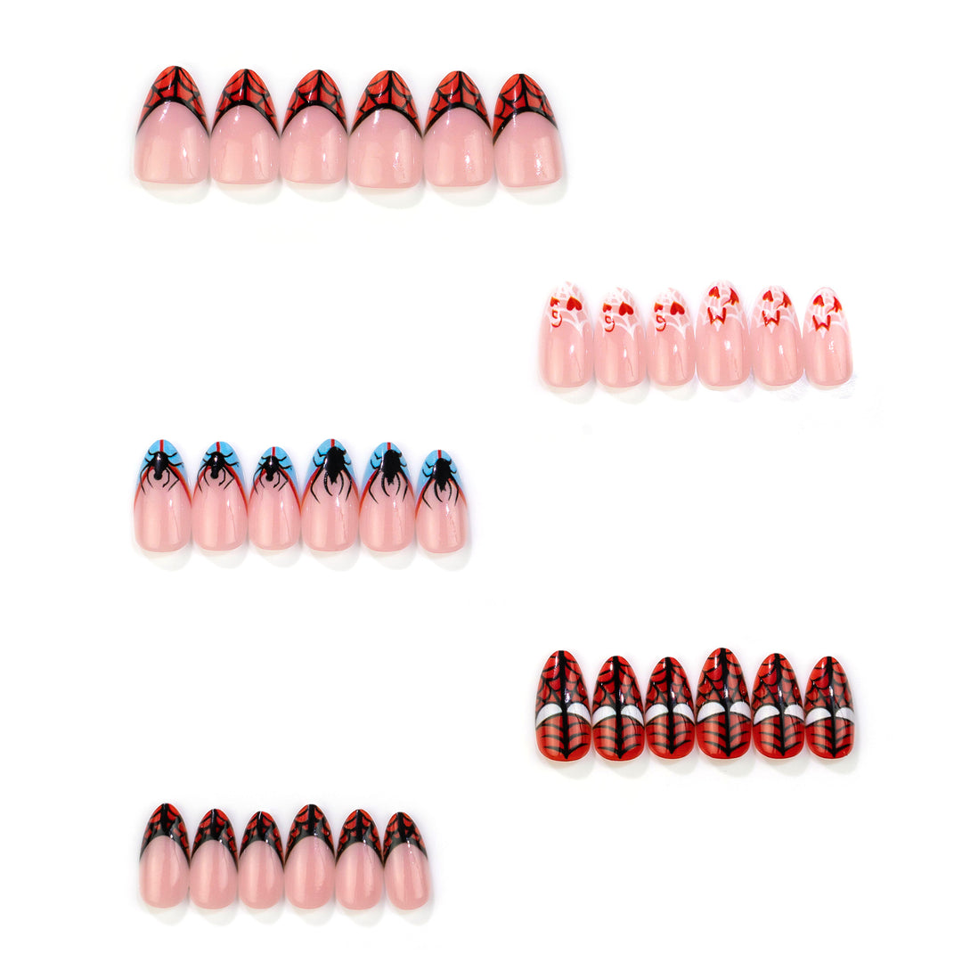 Halloween-Themed Spider and Web Press-On Nail Set